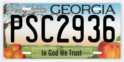 GA license plate PSC2936