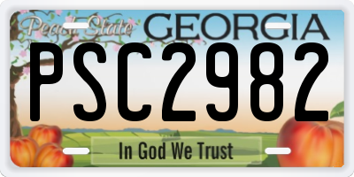 GA license plate PSC2982