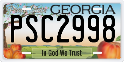 GA license plate PSC2998
