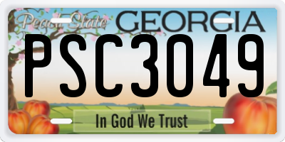 GA license plate PSC3049