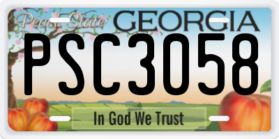 GA license plate PSC3058