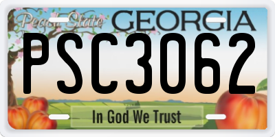 GA license plate PSC3062