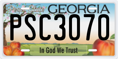 GA license plate PSC3070