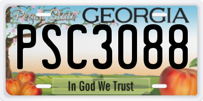 GA license plate PSC3088