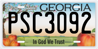 GA license plate PSC3092