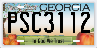 GA license plate PSC3112