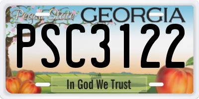 GA license plate PSC3122