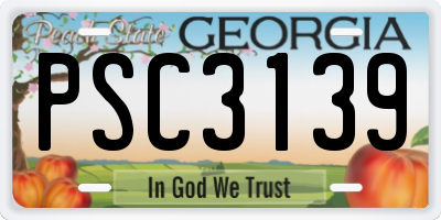 GA license plate PSC3139