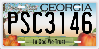 GA license plate PSC3146