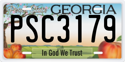 GA license plate PSC3179