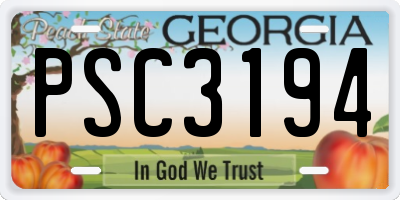 GA license plate PSC3194