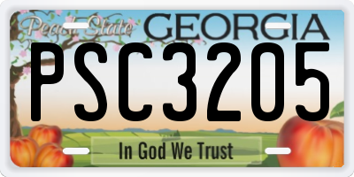 GA license plate PSC3205