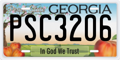 GA license plate PSC3206