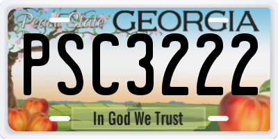 GA license plate PSC3222