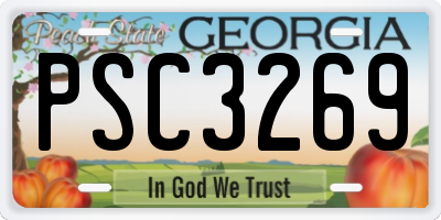 GA license plate PSC3269