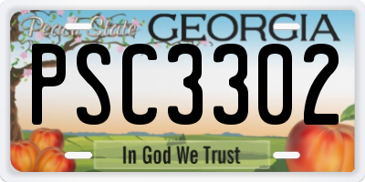 GA license plate PSC3302