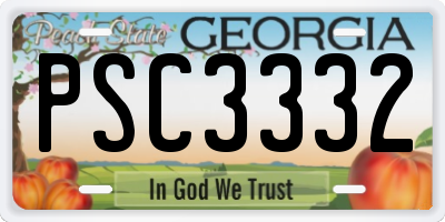 GA license plate PSC3332