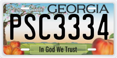 GA license plate PSC3334