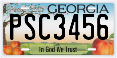 GA license plate PSC3456