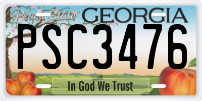 GA license plate PSC3476