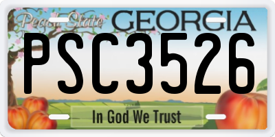 GA license plate PSC3526