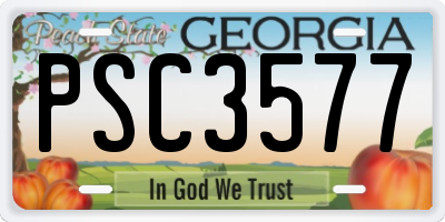 GA license plate PSC3577