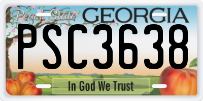 GA license plate PSC3638