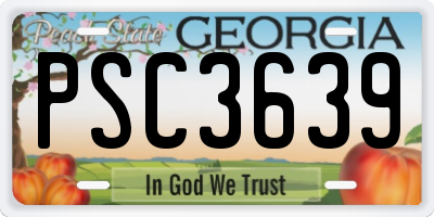 GA license plate PSC3639