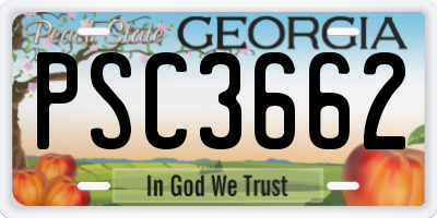 GA license plate PSC3662