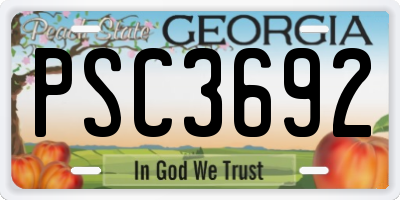 GA license plate PSC3692
