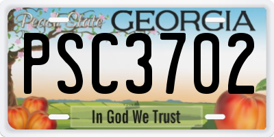 GA license plate PSC3702
