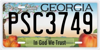 GA license plate PSC3749