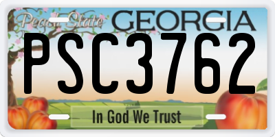 GA license plate PSC3762