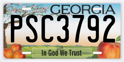 GA license plate PSC3792