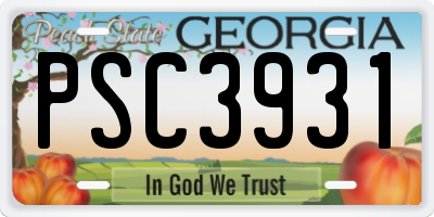 GA license plate PSC3931