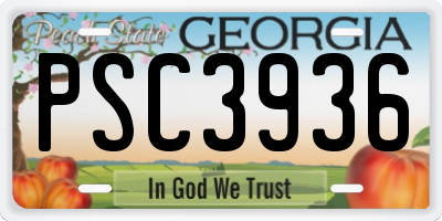 GA license plate PSC3936