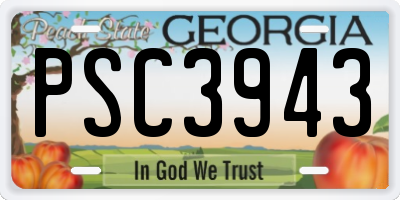 GA license plate PSC3943