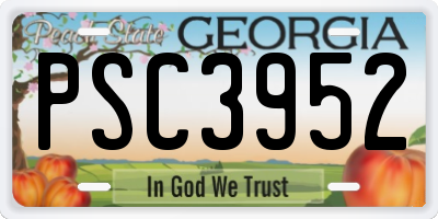 GA license plate PSC3952