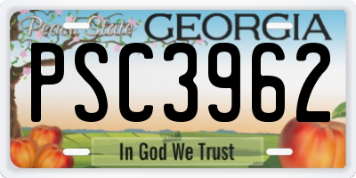GA license plate PSC3962