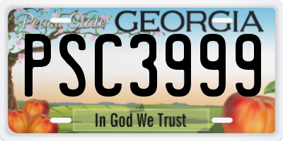 GA license plate PSC3999