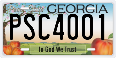 GA license plate PSC4001