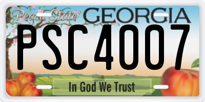 GA license plate PSC4007