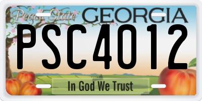 GA license plate PSC4012