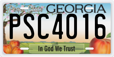 GA license plate PSC4016