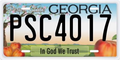 GA license plate PSC4017