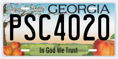 GA license plate PSC4020