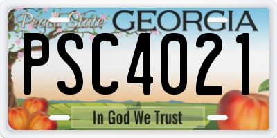 GA license plate PSC4021