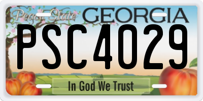 GA license plate PSC4029