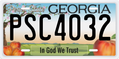 GA license plate PSC4032