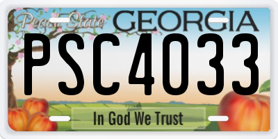 GA license plate PSC4033